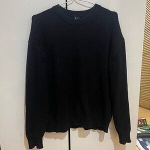 Minimalist Black Ribbed Knit Sweater